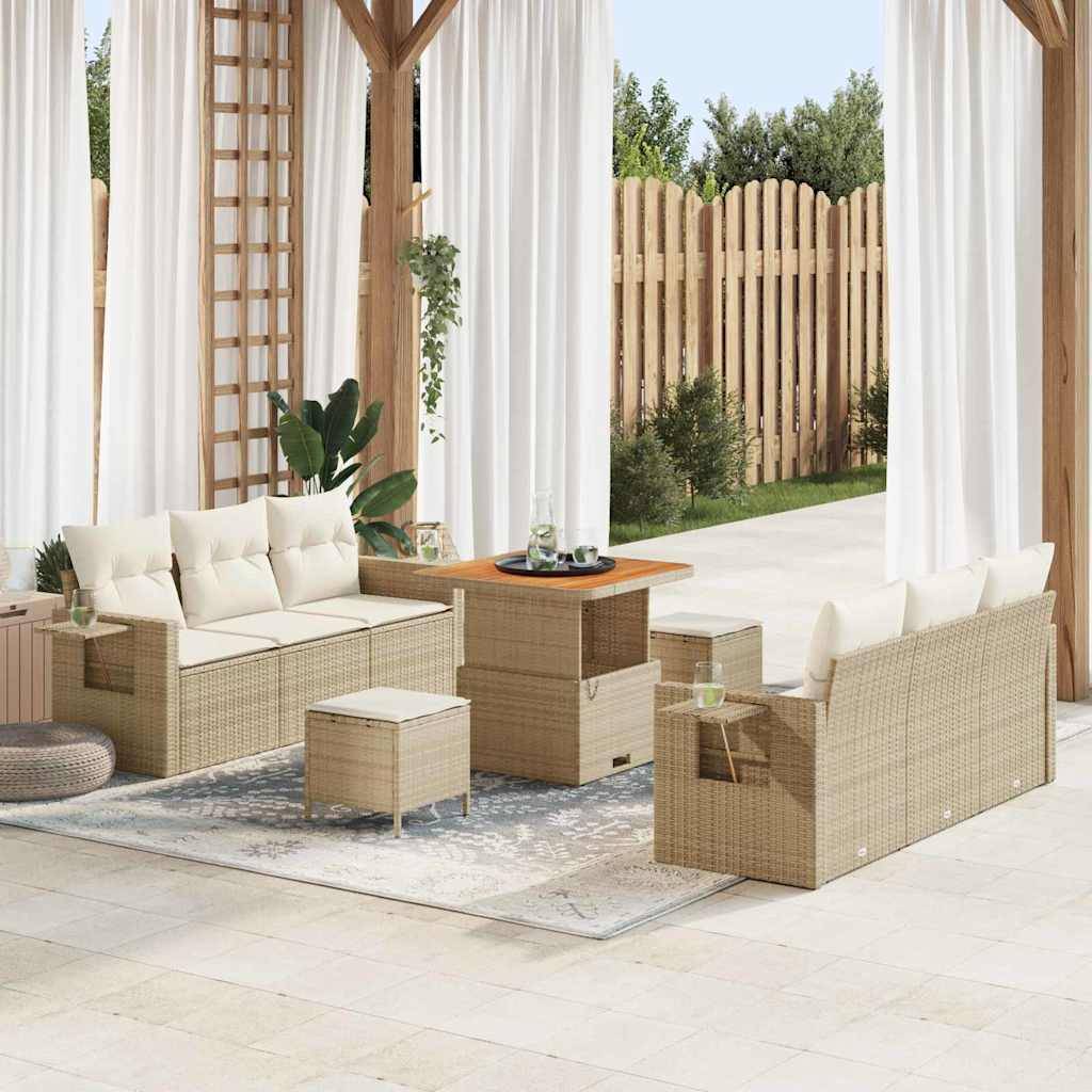 ComfortXL - Salon de Jardin Confort Rotin Synthétique 9 Pièces Table Carrée et Rangement Beige Crème – ComfortXL Outdoor Living - Image 1