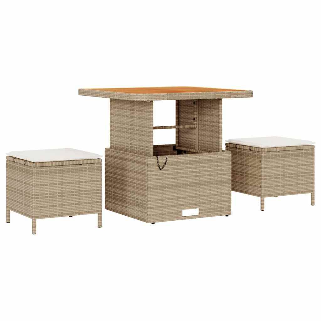 ComfortXL - Salon de Jardin Confort Rotin Synthétique 9 Pièces Table Carrée et Rangement Beige Crème – ComfortXL Outdoor Living - Image 4