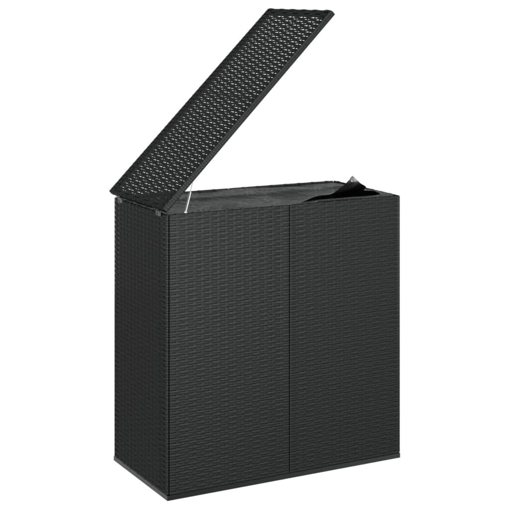 Boîte à coussins coffre de rangement de jardin résine tressée 100 x 49 x 103,5 cm noir - Image 1