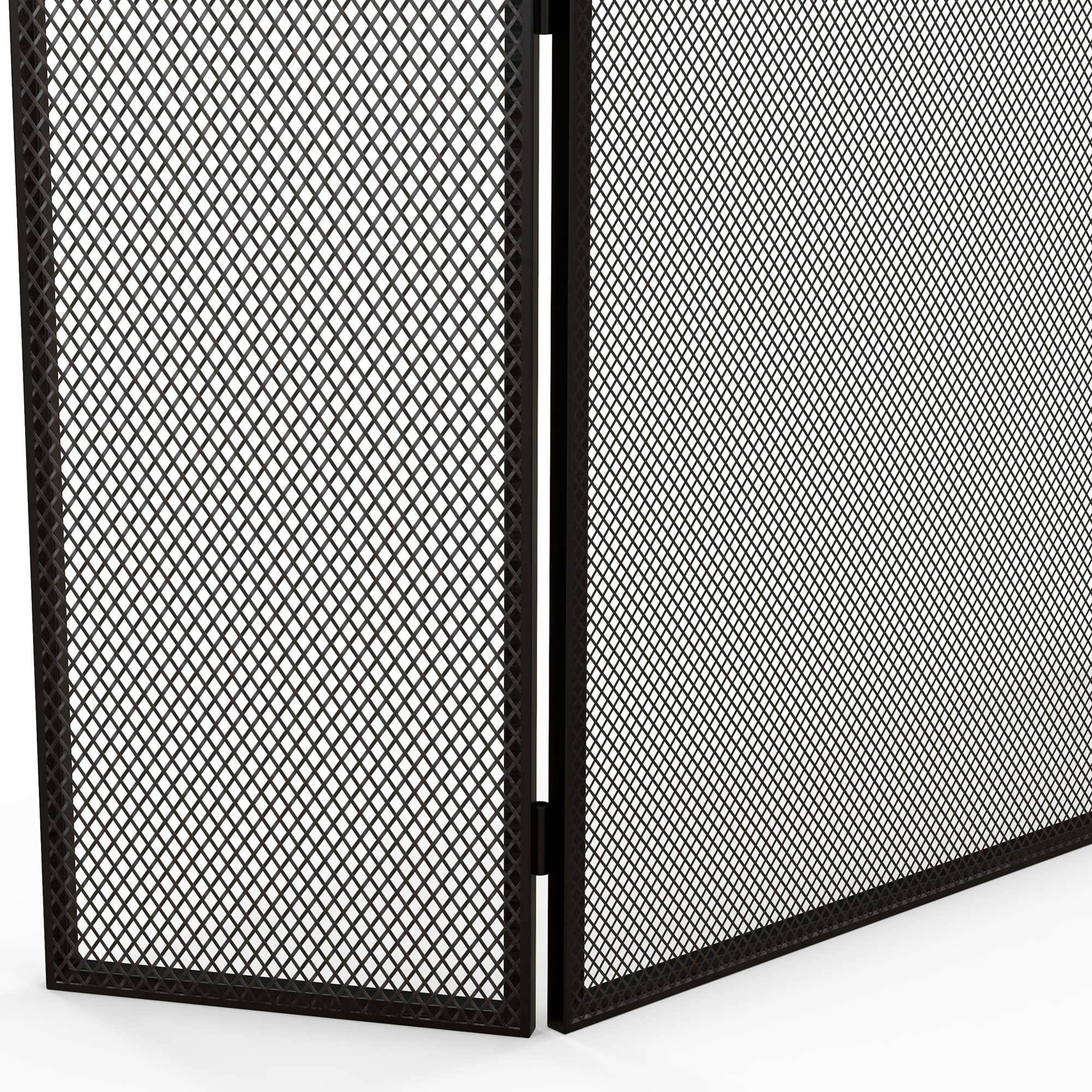 Pare-feu pliable à 3 panneaux avec cadre en acier 96 x 62 cm noir - Image 10