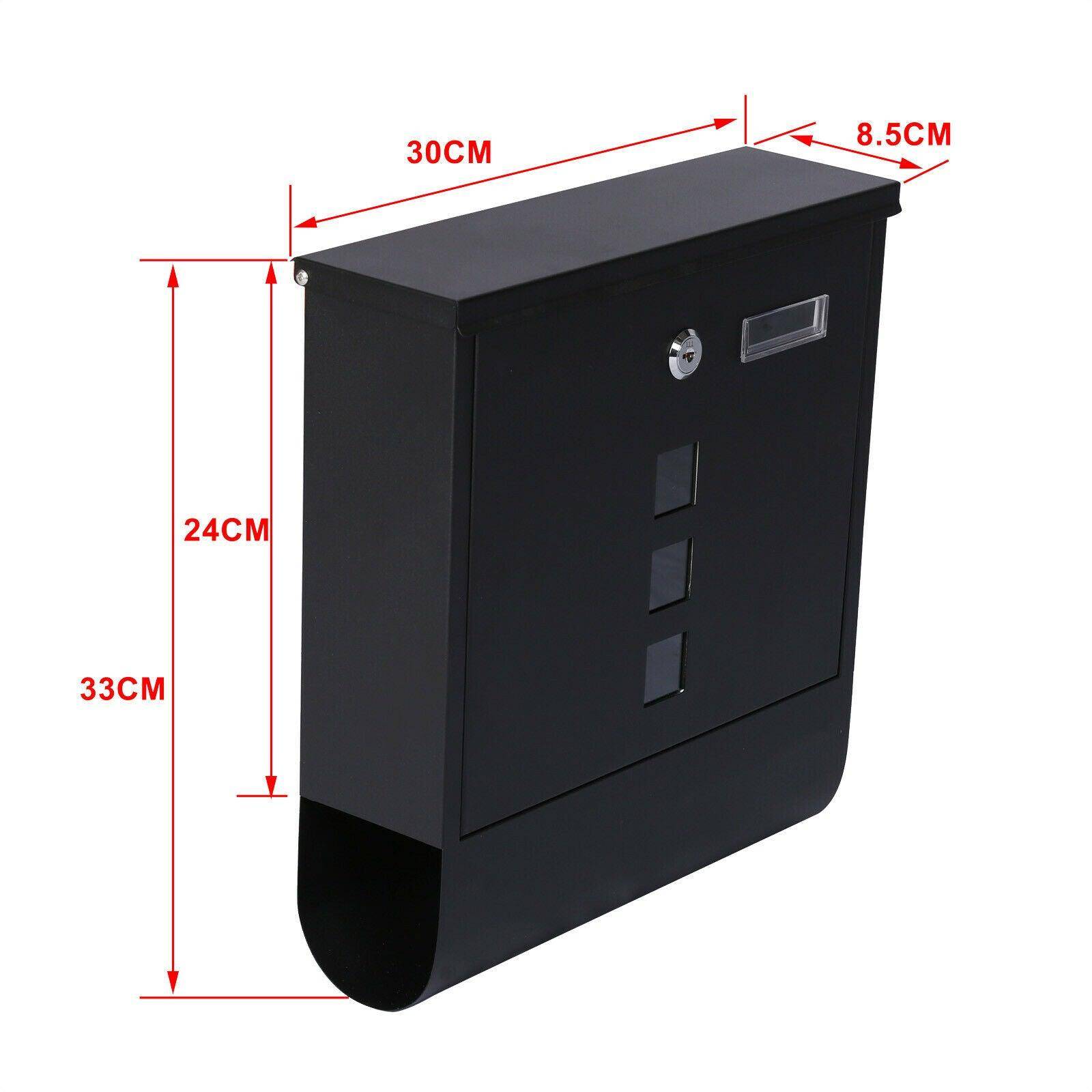 Helloshop26 - Boite aux lettres design murale compartiment journaux anthracite acier affiné courrier acier inoxydable noir - Image 3