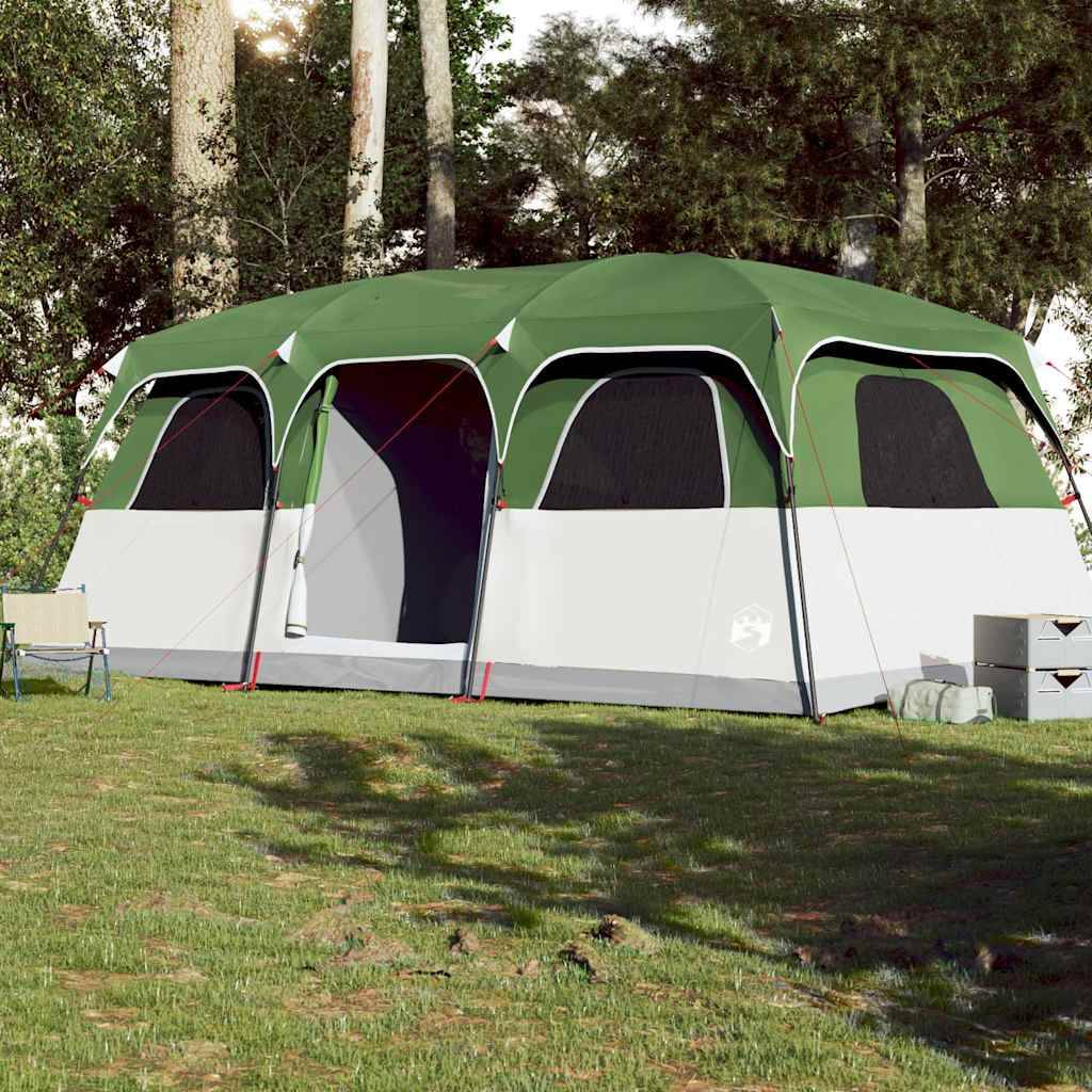 Très Grande Tente Familiale 10 Personnes Polyester 3 Chambres pour Camping en Groupe Vert – ComfortXL Outdoor Living - Image 3