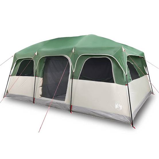 Très Grande Tente Familiale 10 Personnes Polyester 3 Chambres pour Camping en Groupe Vert – ComfortXL Outdoor Living - Image 2