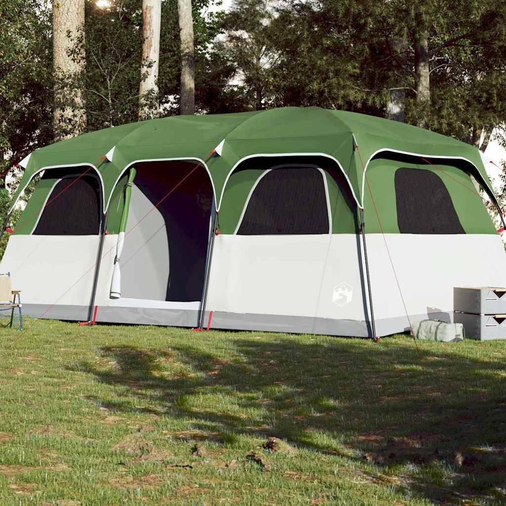 Très Grande Tente Familiale 10 Personnes Polyester 3 Chambres pour Camping en Groupe Vert – ComfortXL Outdoor Living - Image 1