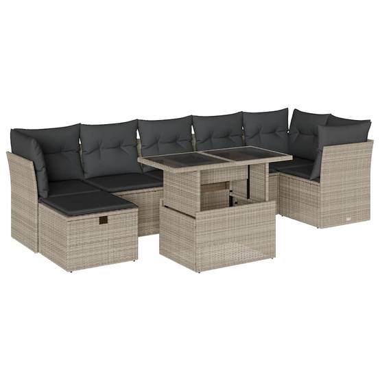 Vidaxl - Salon de jardin 8 pcs avec coussins gris clair résine tressée vidaXL 3274672 - Image 2