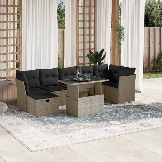 Vidaxl - Salon de jardin 8 pcs avec coussins gris clair résine tressée vidaXL 3274672 - Image 1