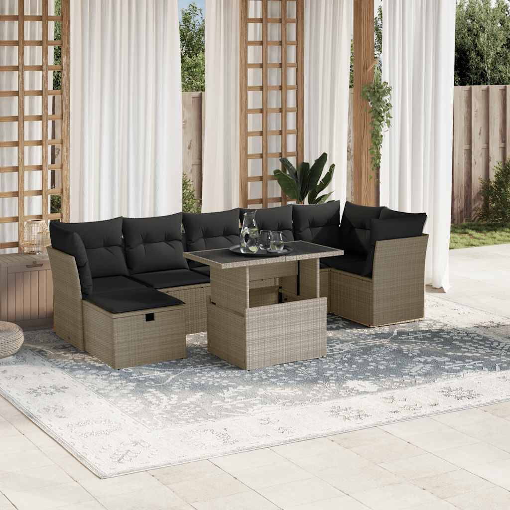 Vidaxl - Salon de jardin 8 pcs avec coussins gris clair résine tressée vidaXL 3274672 - Image 1