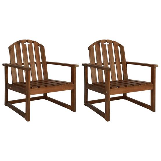 Lot de 2 Fauteuils Bas de Jardin en Bois d'Acacia Massif avec Accoudoirs Brun – ComfortXL Outdoor Living - Image 1