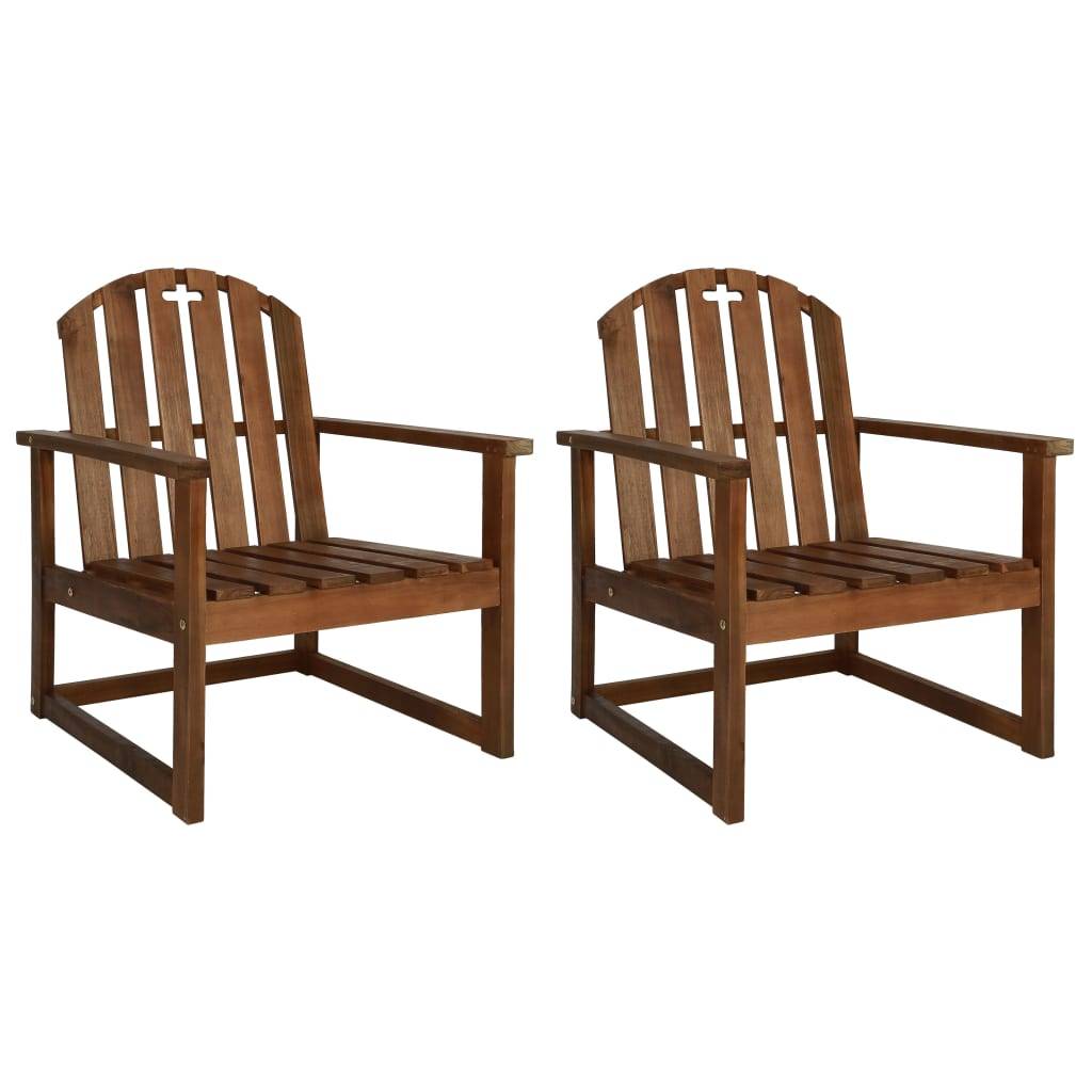 Lot de 2 Fauteuils Bas de Jardin en Bois d'Acacia Massif avec Accoudoirs Brun – ComfortXL Outdoor Living - Image 1