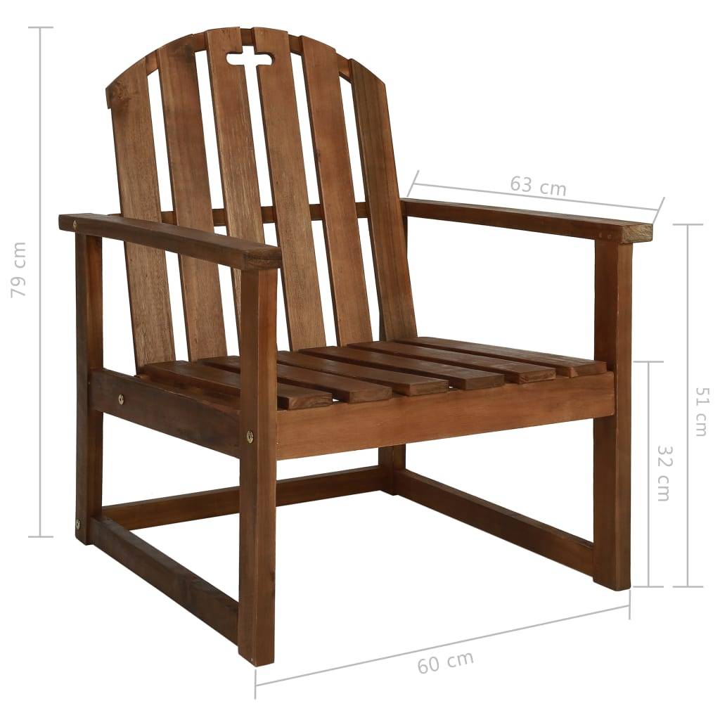 Lot de 2 Fauteuils Bas de Jardin en Bois d'Acacia Massif avec Accoudoirs Brun – ComfortXL Outdoor Living - Image 8
