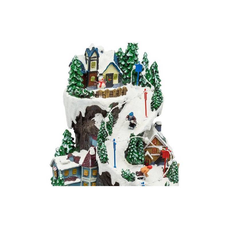 Lotti - Village de noël lumineux Enneigé avec Skieurs - Petit Train en Mouvement H38cm Musique et LED Lotti - Image 1
