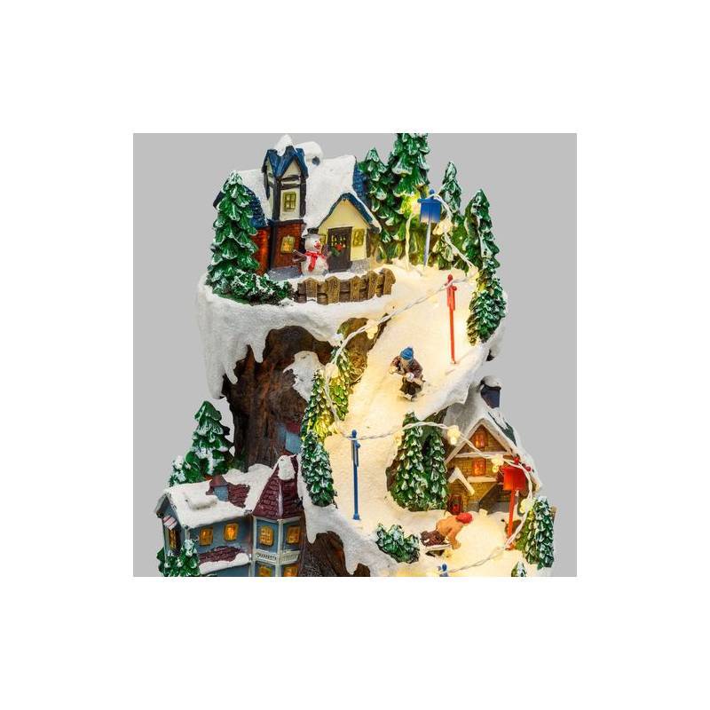Lotti - Village de noël lumineux Enneigé avec Skieurs - Petit Train en Mouvement H38cm Musique et LED Lotti - Image 4