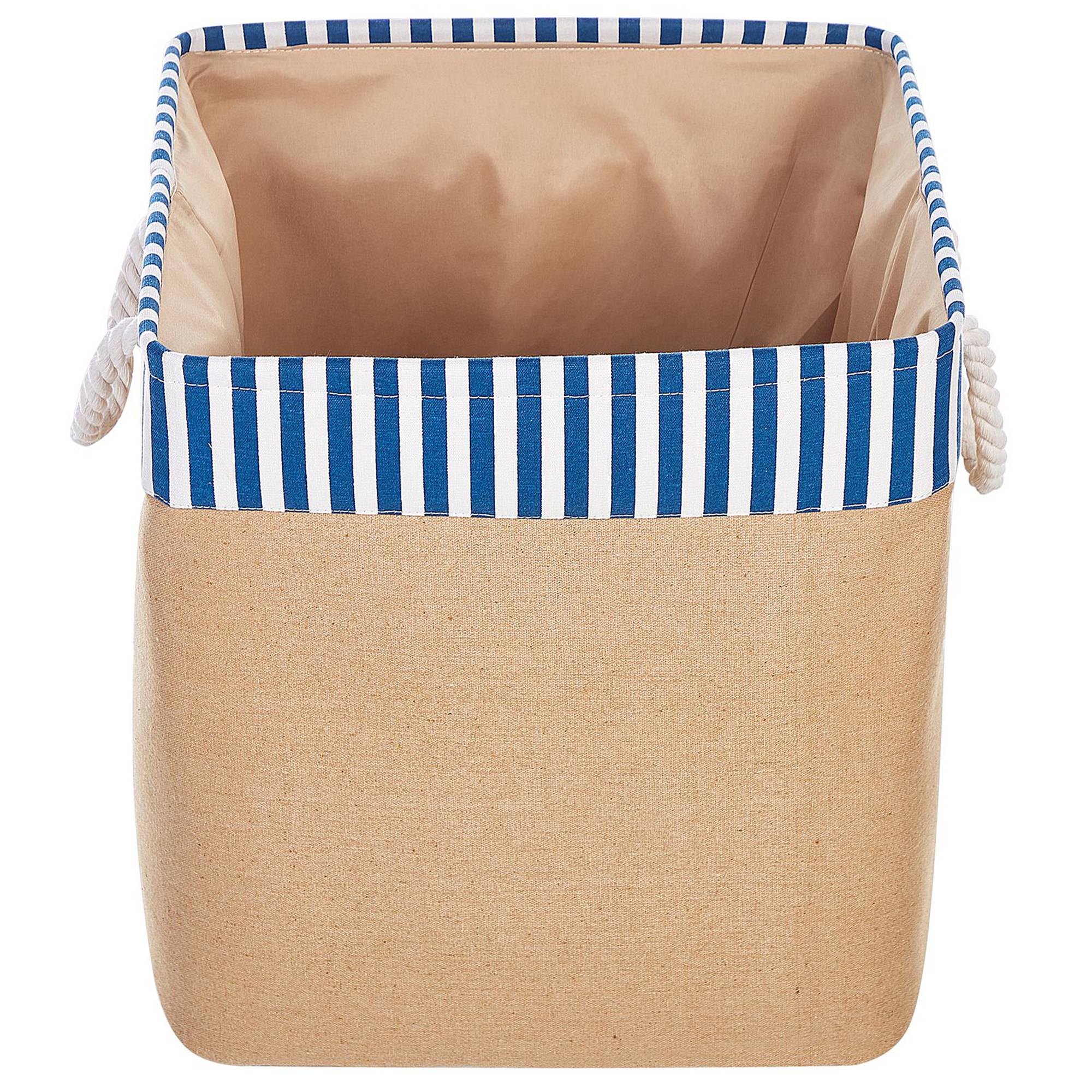 Lot de 2 Paniers de Rangement en Tissu Polyester Beige et Motif Marin avec Poignées en Corde Rangement Organisation Salon Chambre Traditionnel - Image 6