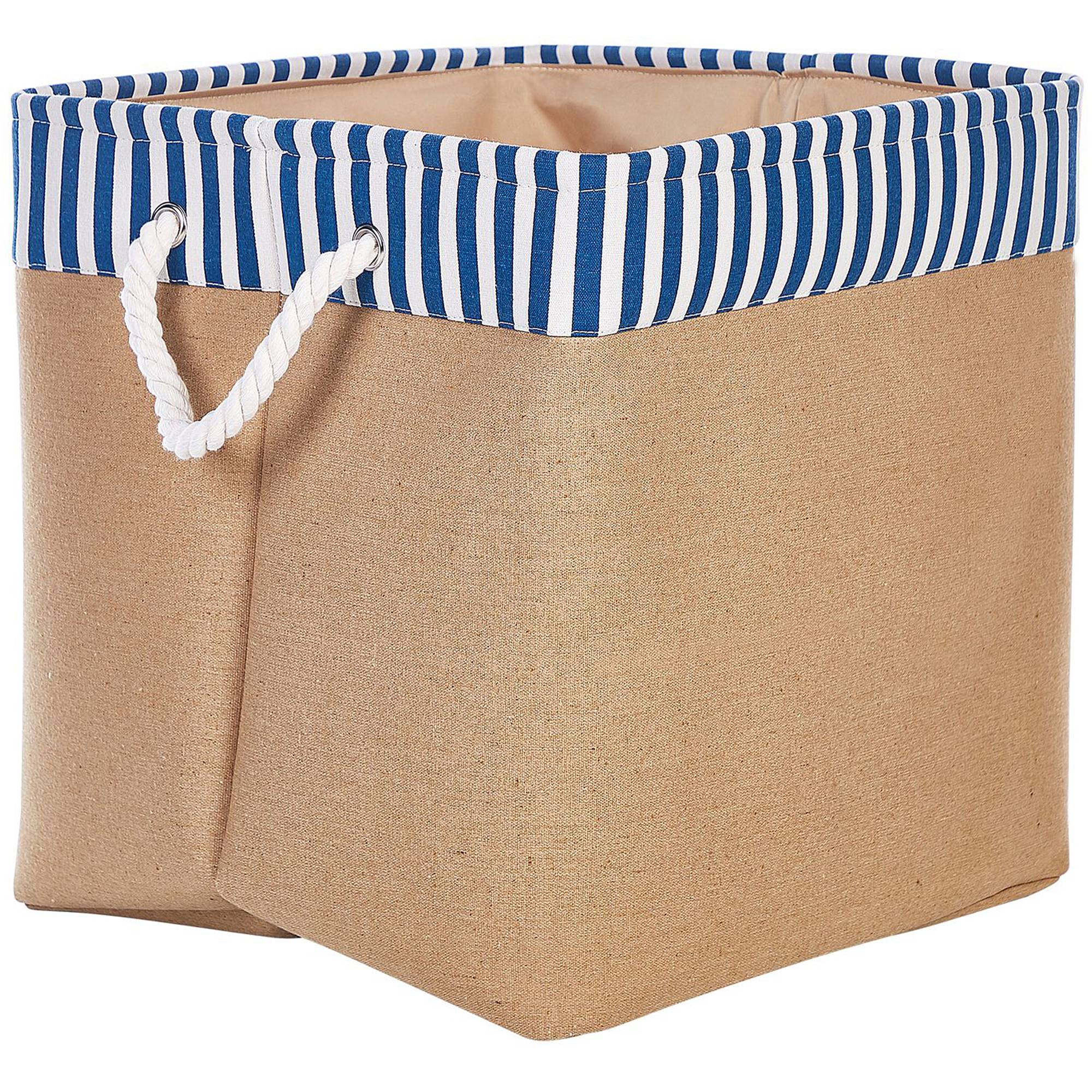 Lot de 2 Paniers de Rangement en Tissu Polyester Beige et Motif Marin avec Poignées en Corde Rangement Organisation Salon Chambre Traditionnel - Image 5