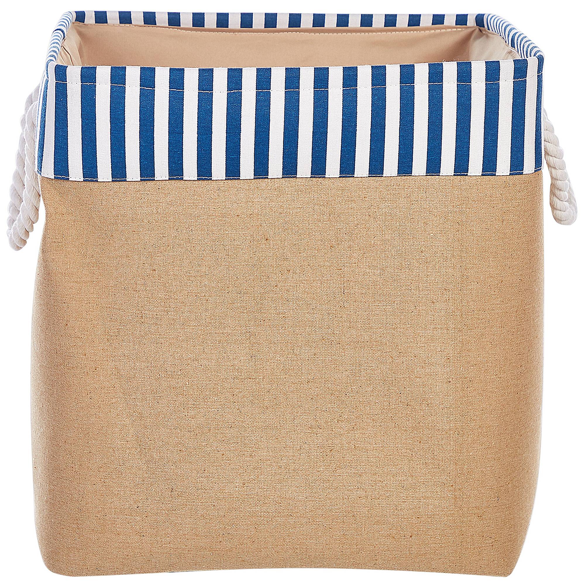 Lot de 2 Paniers de Rangement en Tissu Polyester Beige et Motif Marin avec Poignées en Corde Rangement Organisation Salon Chambre Traditionnel - Image 4
