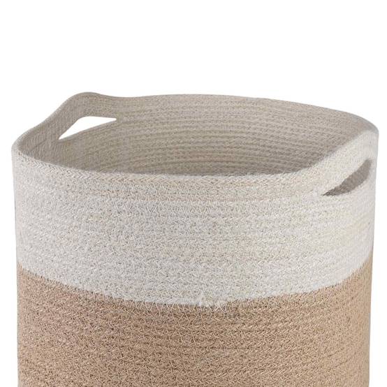 Ensemble de 2 pots à plantes jute naturel et blanc 28 x 28 x 28 cm, Poids:2.01kg - PANGIVO - Image 4