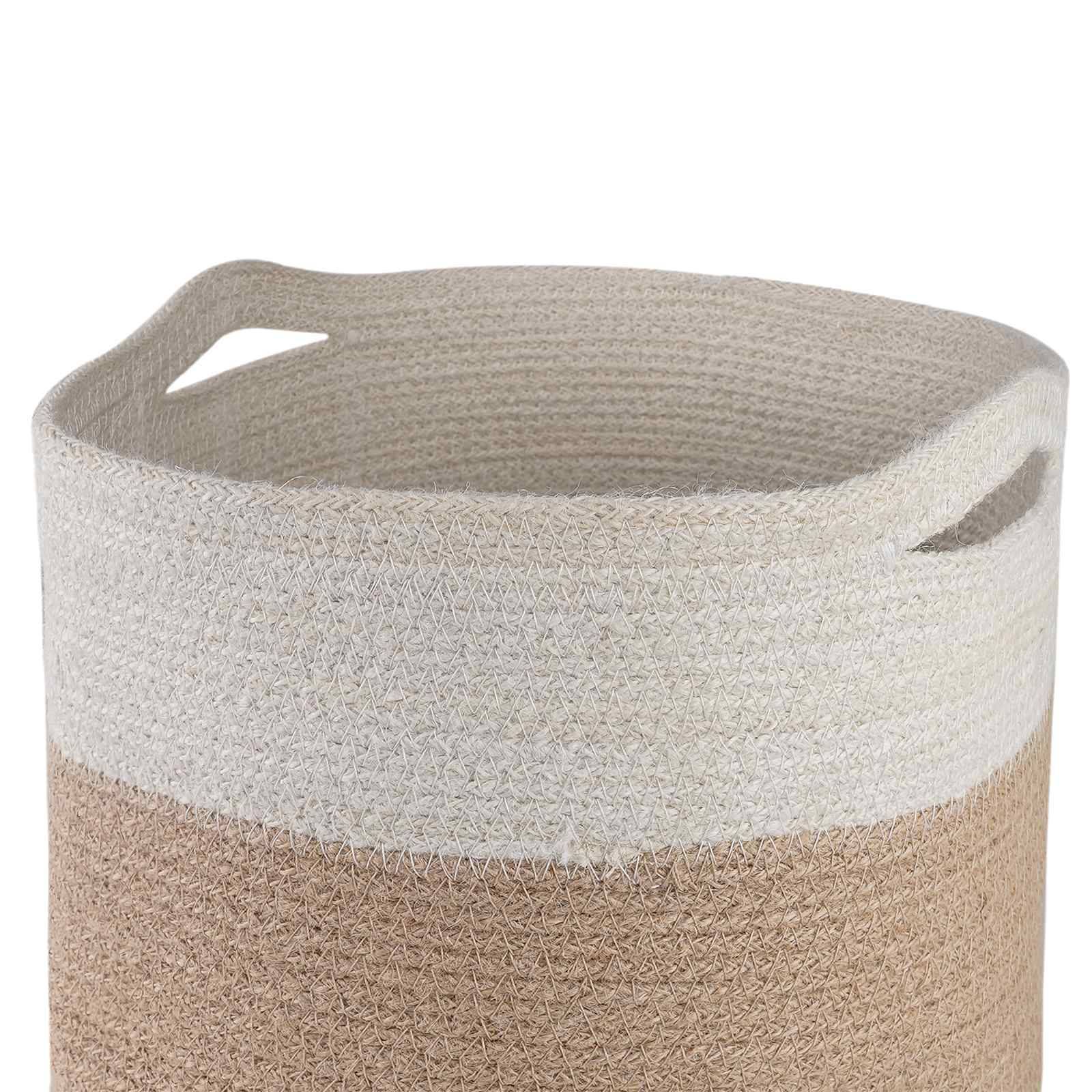 Ensemble de 2 pots à plantes jute naturel et blanc 28 x 28 x 28 cm, Poids:2.01kg - PANGIVO - Image 4
