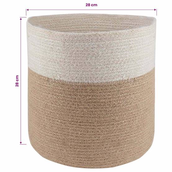 Ensemble de 2 pots à plantes jute naturel et blanc 28 x 28 x 28 cm, Poids:2.01kg - PANGIVO - Image 6