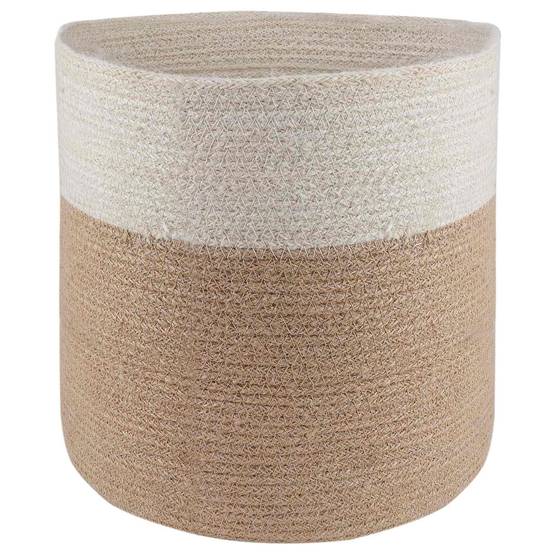 Ensemble de 2 pots à plantes jute naturel et blanc 28 x 28 x 28 cm, Poids:2.01kg - PANGIVO - Image 2