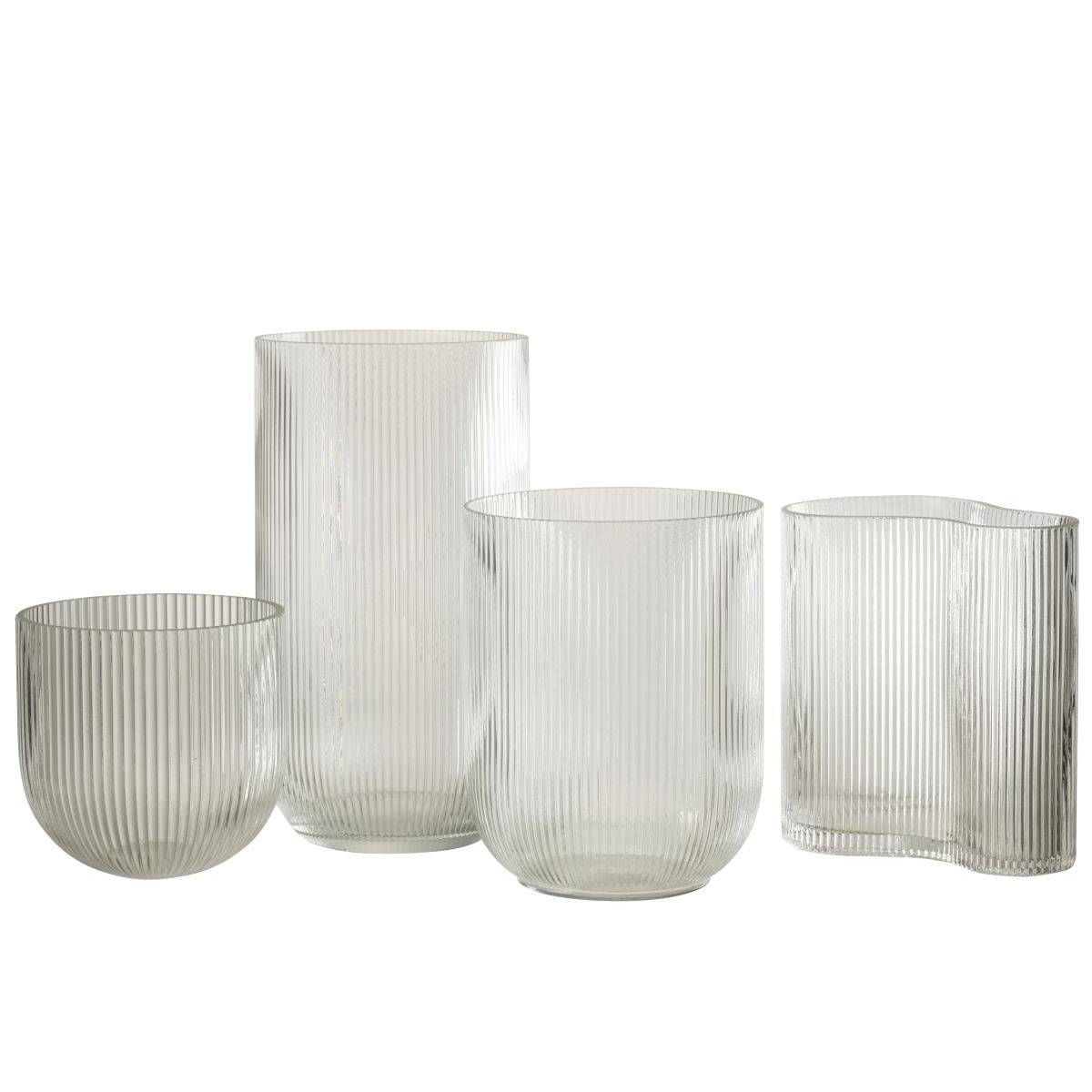 J-Line - Vase Design en Verre "Ligné" 30cm Transparent - Image 2