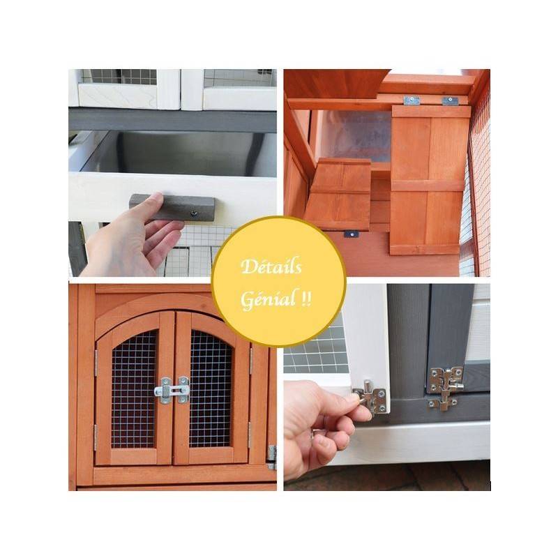 Cage Clapier pour lapins 122x42,5x104 cm Modèle- Miette 082 marron - Image 2