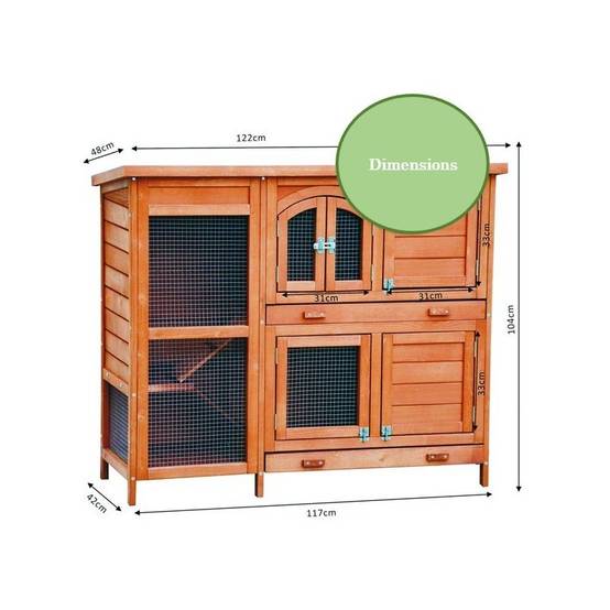 Cage Clapier pour lapins 122x42,5x104 cm Modèle- Miette 082 marron - Image 3