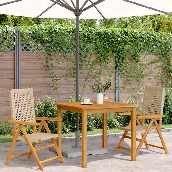 Chaises de jardin lot de 2 bois d'acacia et résine tressée beige 70 x 57 x 109 cm - PANGIVO - Image 3