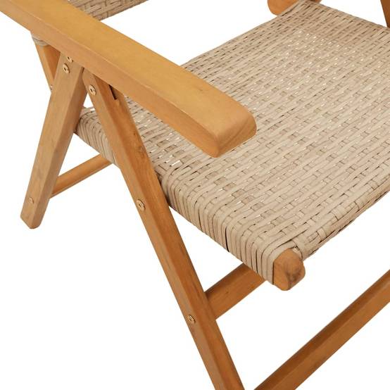 Chaises de jardin lot de 2 bois d'acacia et résine tressée beige 70 x 57 x 109 cm - PANGIVO - Image 10
