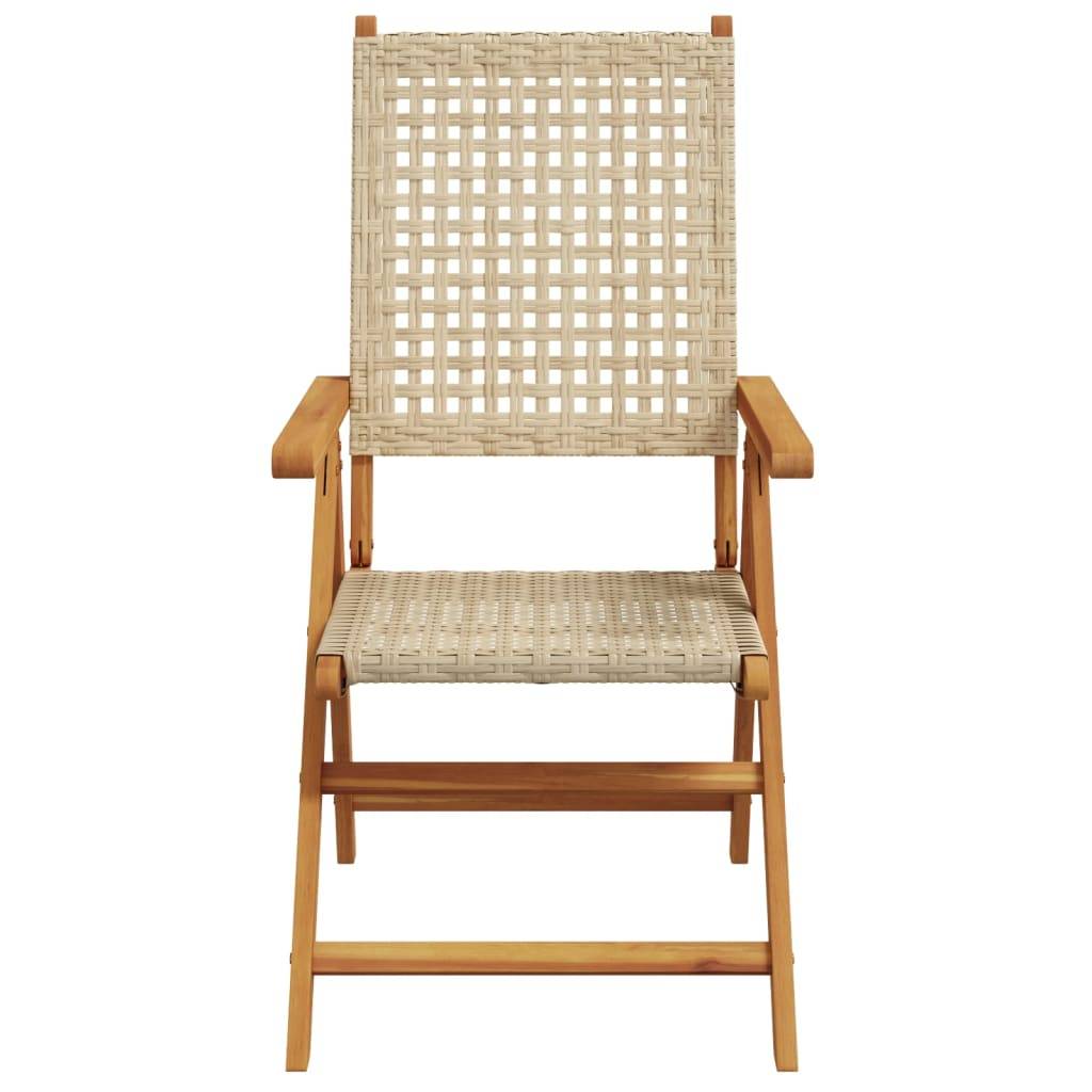 Chaises de jardin lot de 2 bois d'acacia et résine tressée beige 70 x 57 x 109 cm - PANGIVO - Image 5