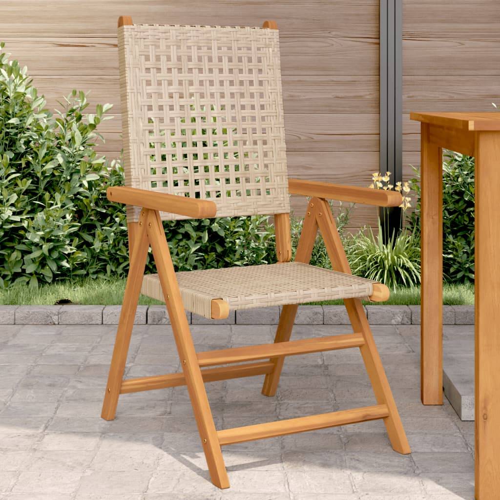 Chaises de jardin lot de 2 bois d'acacia et résine tressée beige 70 x 57 x 109 cm - PANGIVO