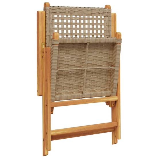 Chaises de jardin lot de 2 bois d'acacia et résine tressée beige 70 x 57 x 109 cm - PANGIVO - Image 8
