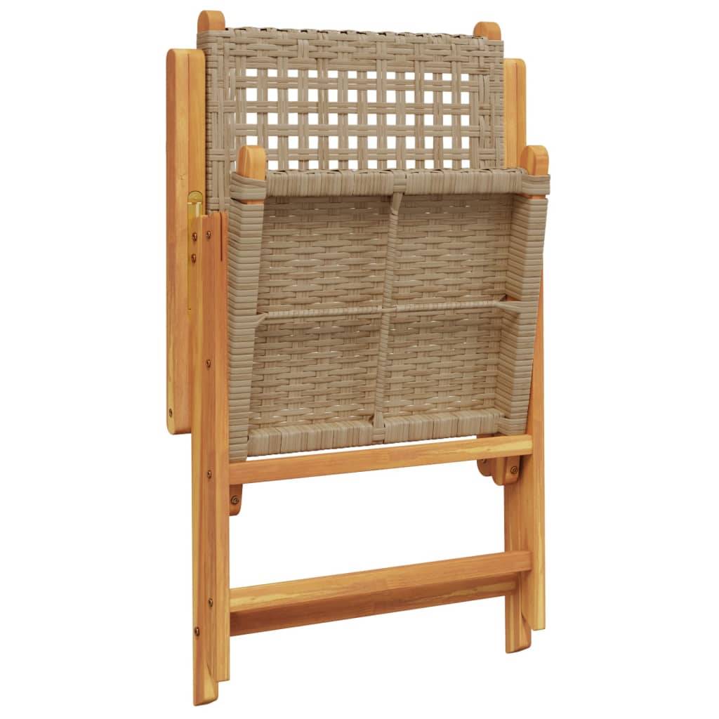 Chaises de jardin lot de 2 bois d'acacia et résine tressée beige 70 x 57 x 109 cm - PANGIVO - Image 8