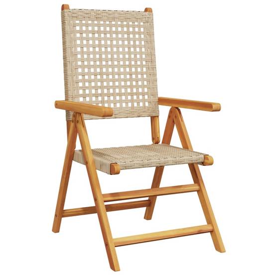 Chaises de jardin lot de 2 bois d'acacia et résine tressée beige 70 x 57 x 109 cm - PANGIVO - Image 4