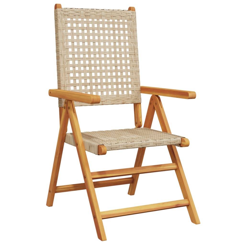 Chaises de jardin lot de 2 bois d'acacia et résine tressée beige 70 x 57 x 109 cm - PANGIVO - Image 4