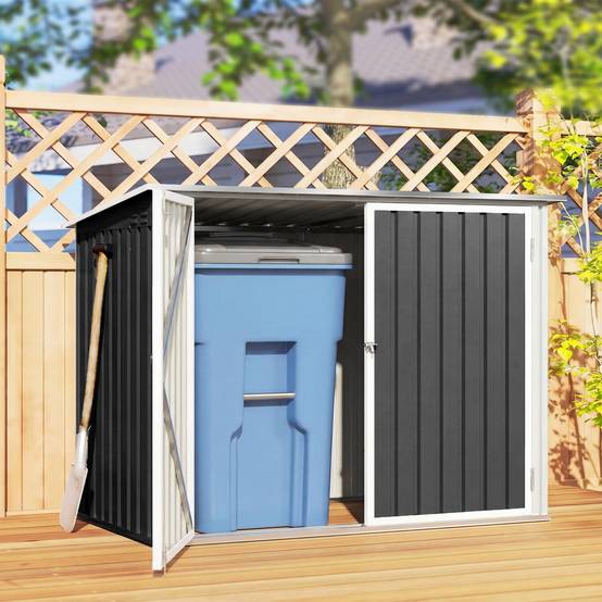 ComfortXL - Cache poubelle extérieur acier galvanisé rangement double porte 180x108x130cm gris foncé - ComfortXL Outdoor Living - Image 4