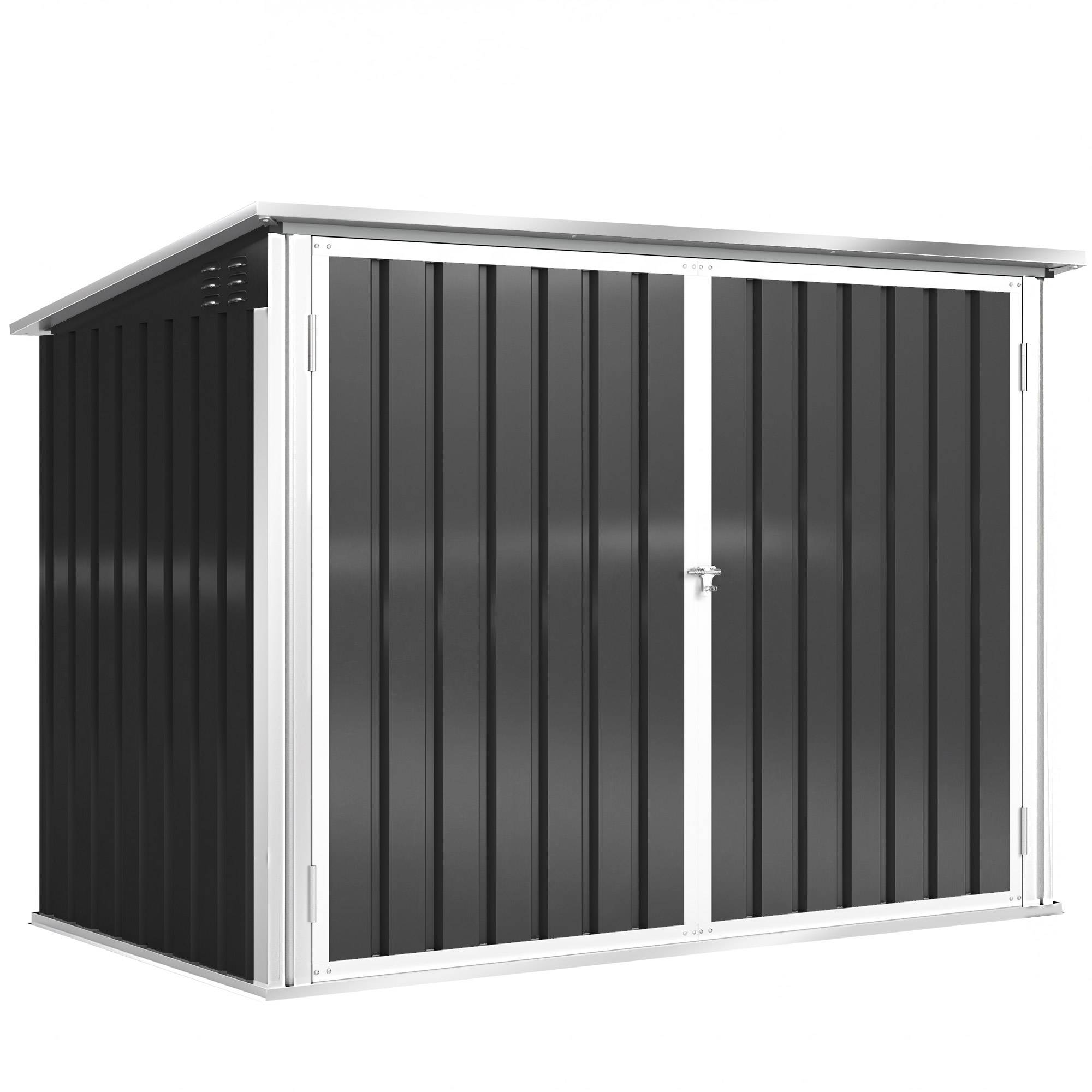 ComfortXL - Cache poubelle extérieur acier galvanisé rangement double porte 180x108x130cm gris foncé - ComfortXL Outdoor Living - Image 2