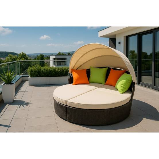 Canapé modulable avec toit pare soleil Coussins Mobilier de jardin Fauteuil de jardin ALCOVA - Image 2