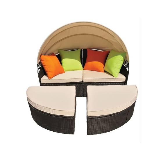 Canapé modulable avec toit pare soleil Coussins Mobilier de jardin Fauteuil de jardin ALCOVA - Image 3