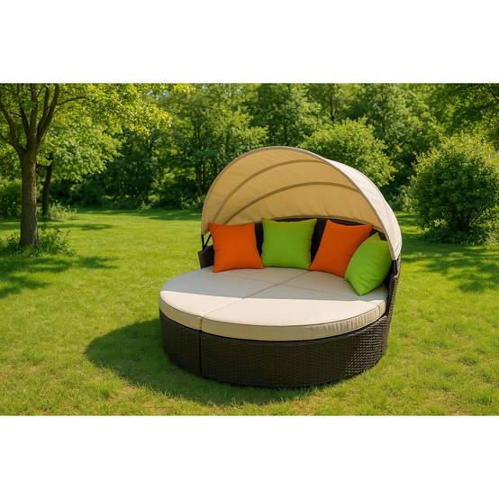 Canapé modulable avec toit pare soleil Coussins Mobilier de jardin Fauteuil de jardin ALCOVA - Image 4