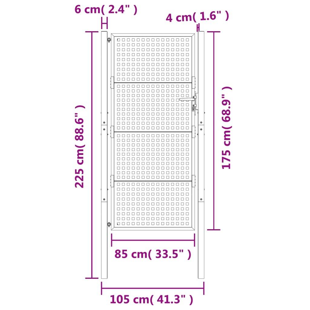 Maison Chic - Portail de jardin - Portail d'extérieur - Clôture de jardin anthracite 105x225 cm acier - Image 6