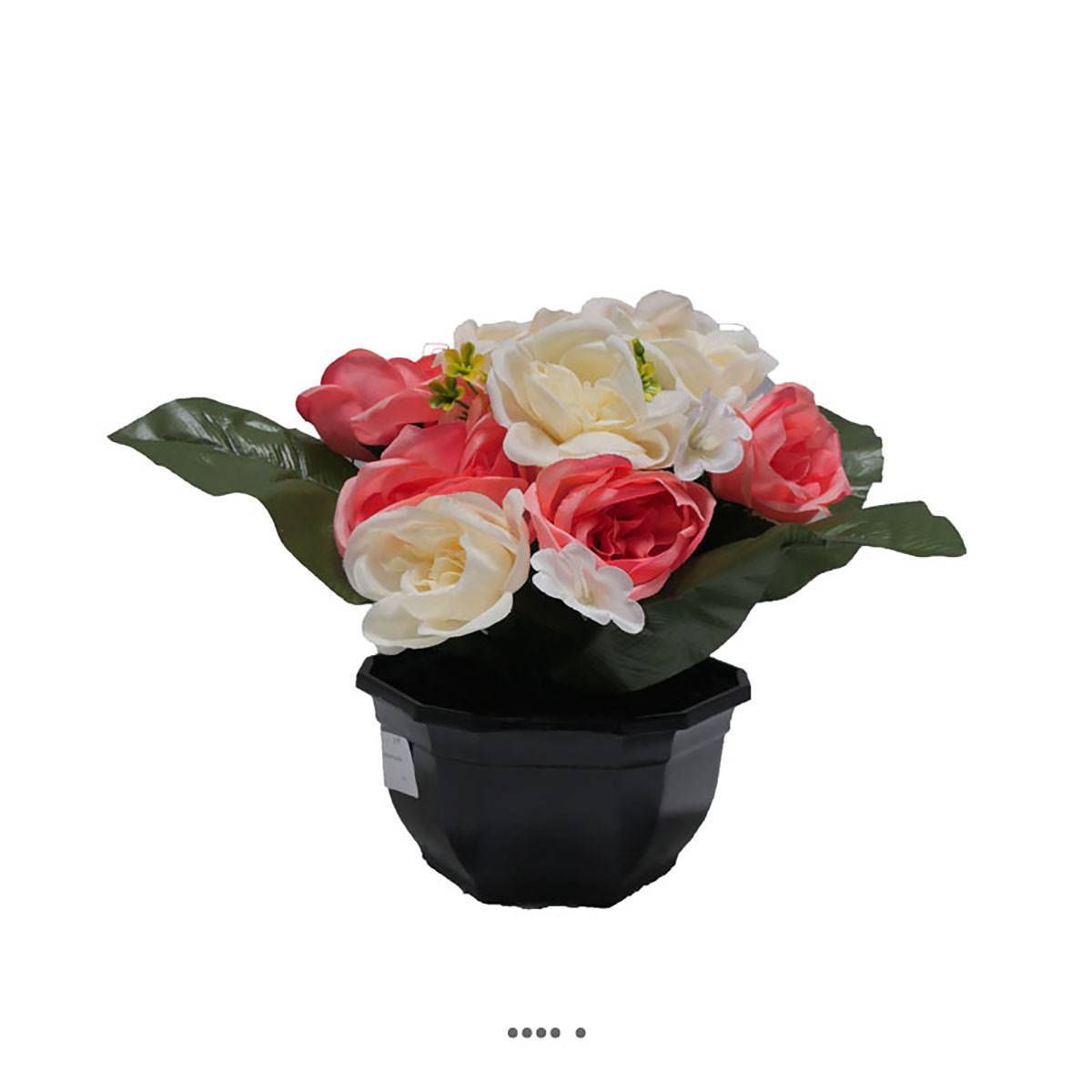 Artificielles - Fleurs artificielles cimetière roses et mini fleurs en pot D 30 cm Rose pâle - couleur: Rose pâle - Image 1