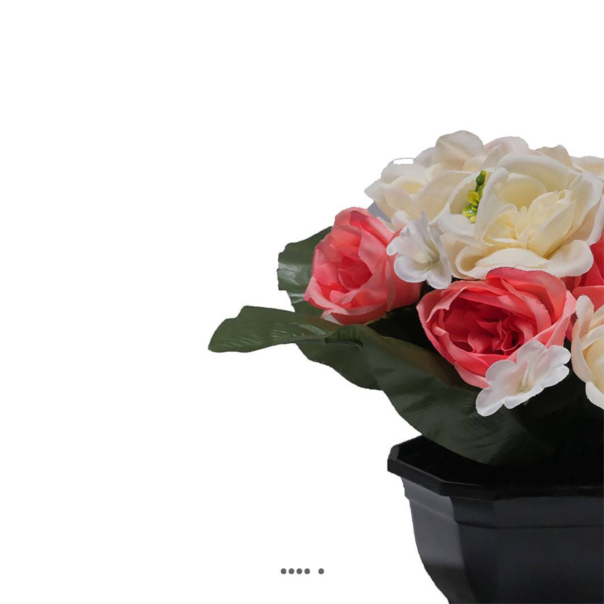 Artificielles - Fleurs artificielles cimetière roses et mini fleurs en pot D 30 cm Rose pâle - couleur: Rose pâle - Image 3