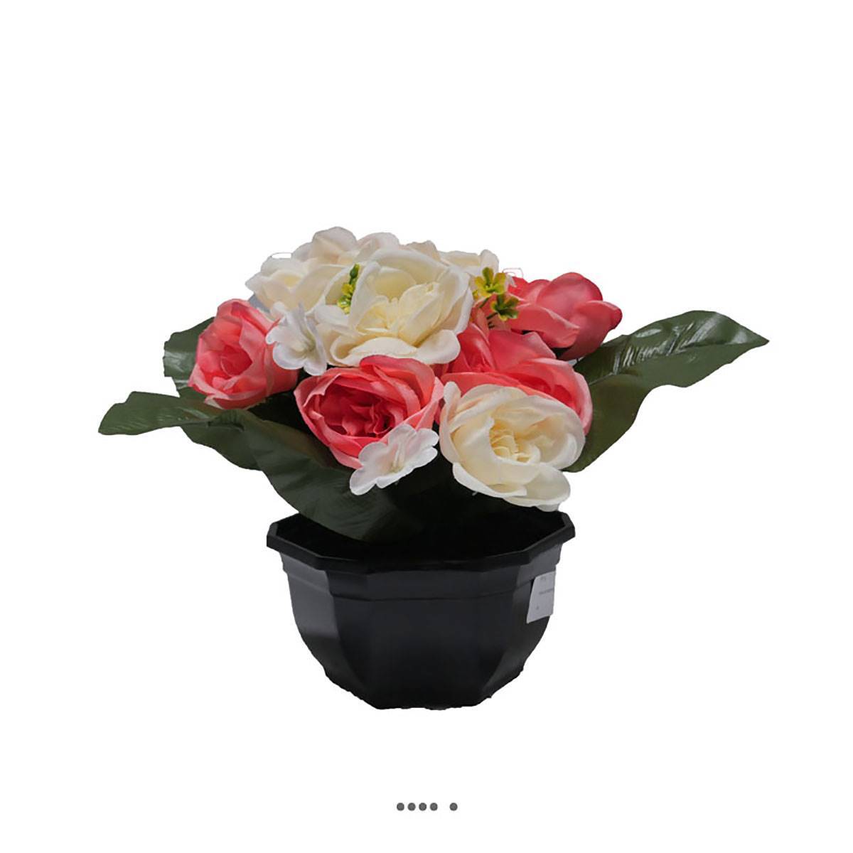 Artificielles - Fleurs artificielles cimetière roses et mini fleurs en pot D 30 cm Rose pâle - couleur: Rose pâle - Image 2