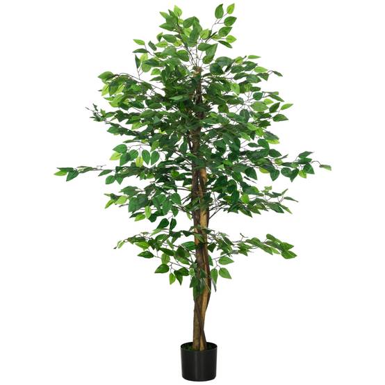 Plante Artificielle Ficus Plastique PEVA Déco Intérieur Tronc Réaliste 150cm Vert - ComfortXL Outdoor Living - Image 1