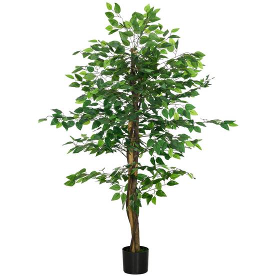 Plante Artificielle Ficus Plastique PEVA Déco Intérieur Tronc Réaliste 150cm Vert - ComfortXL Outdoor Living - Image 2