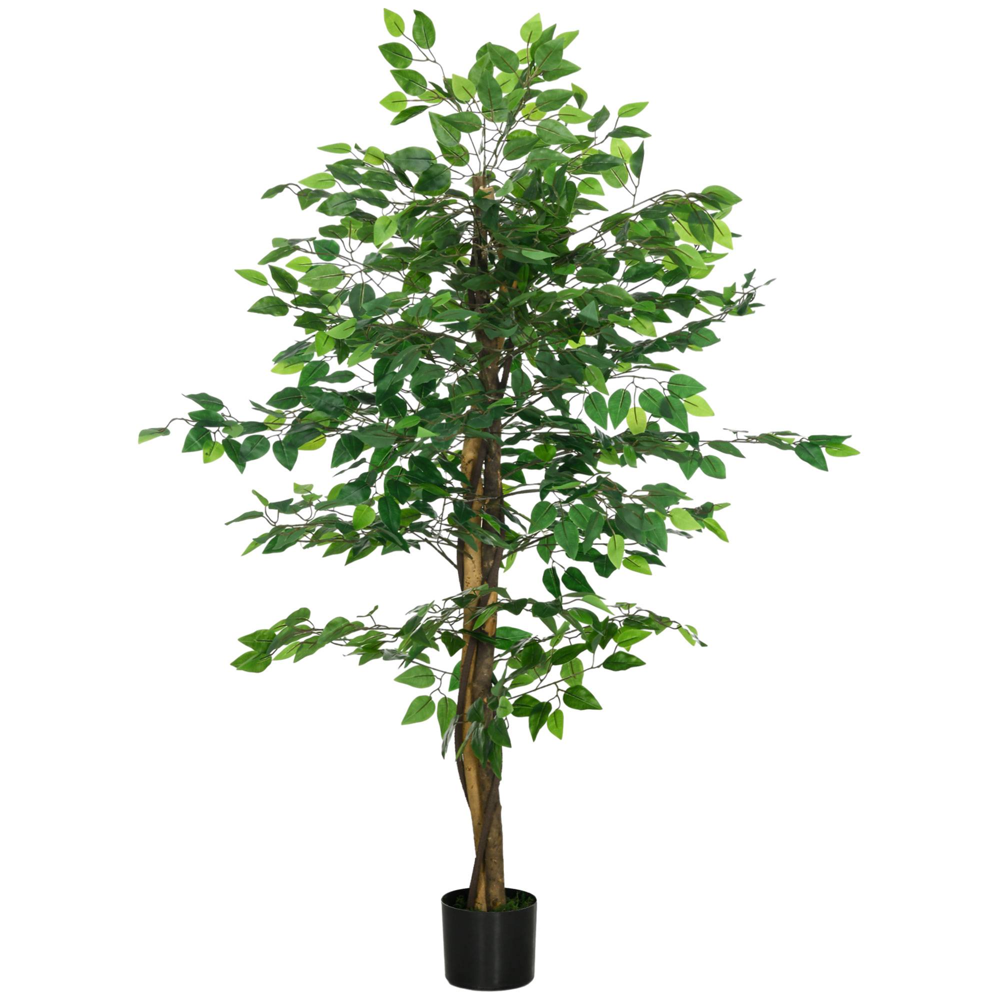 Plante Artificielle Ficus Plastique PEVA Déco Intérieur Tronc Réaliste 150cm Vert - ComfortXL Outdoor Living - Image 2