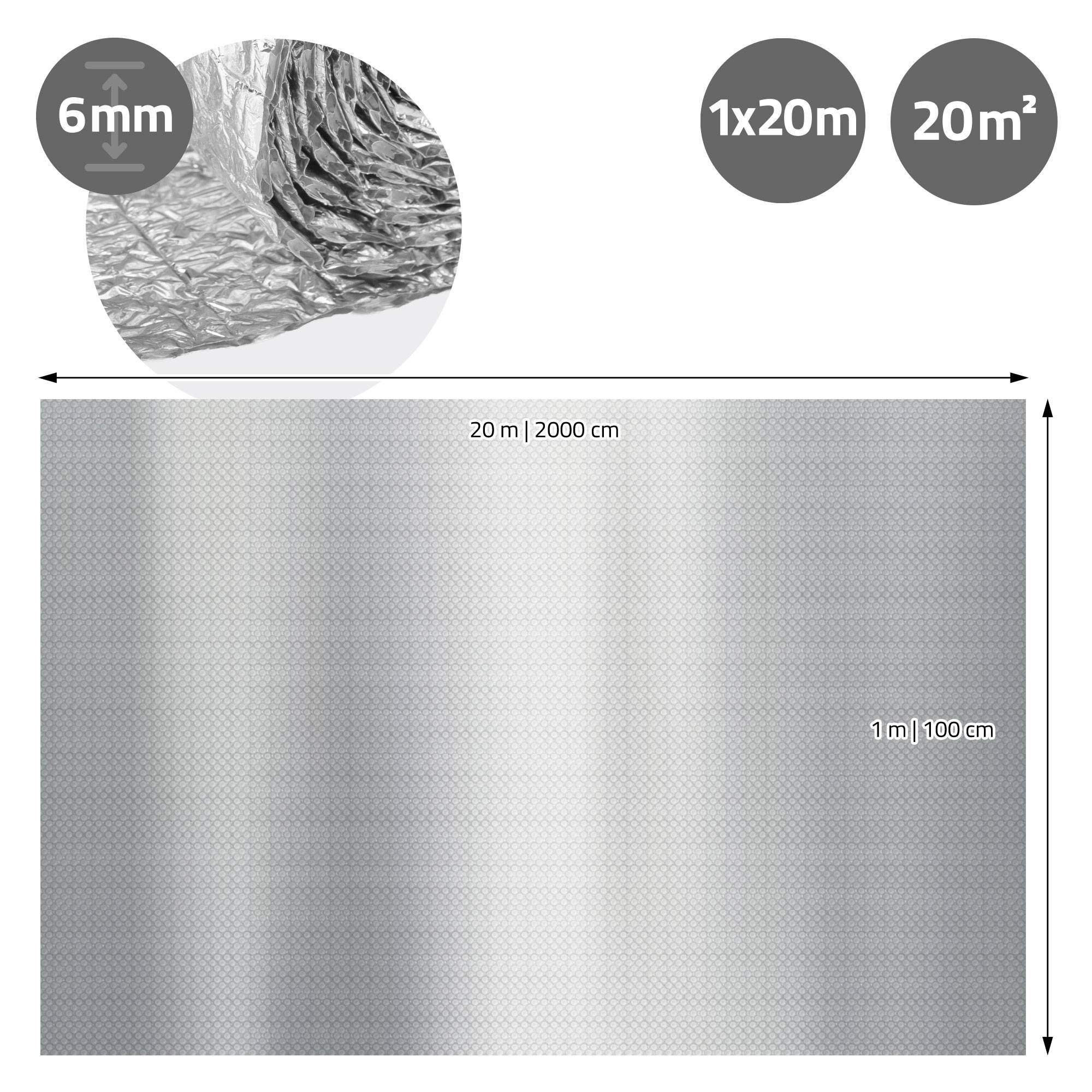 Ecd-Germany - Isolant thermique en aluminium à bulles, 1 x 20 m, film double face 6 mm, protection anti-froid et chaleur, découpable, pour fenêtres murs tuyaux sols - Image 8