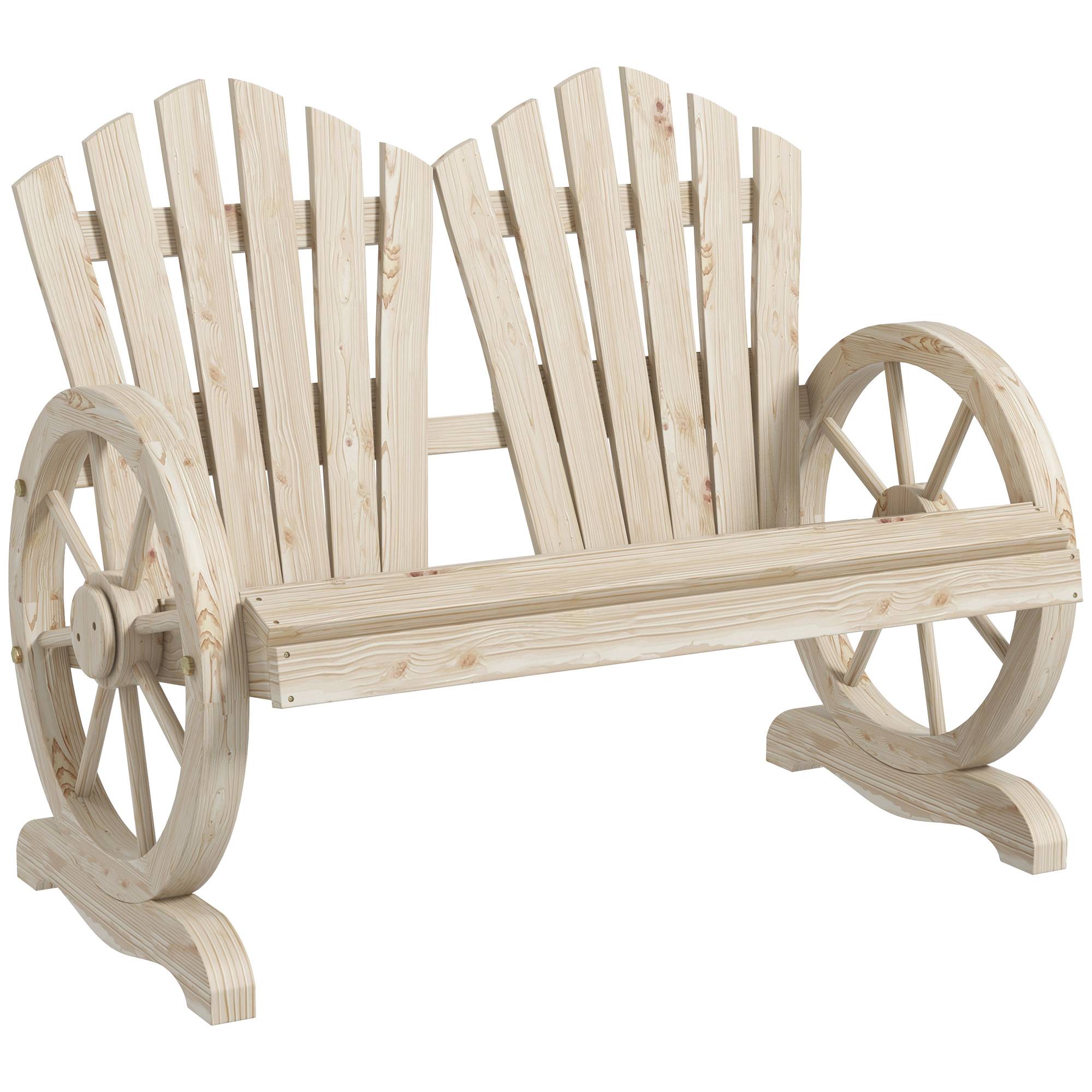 ComfortXL - Banquette de jardin bois de sapin 108 x 66 x 95 cm finition brûlée 2 places dossier courbé accoudoirs roue - Image 10