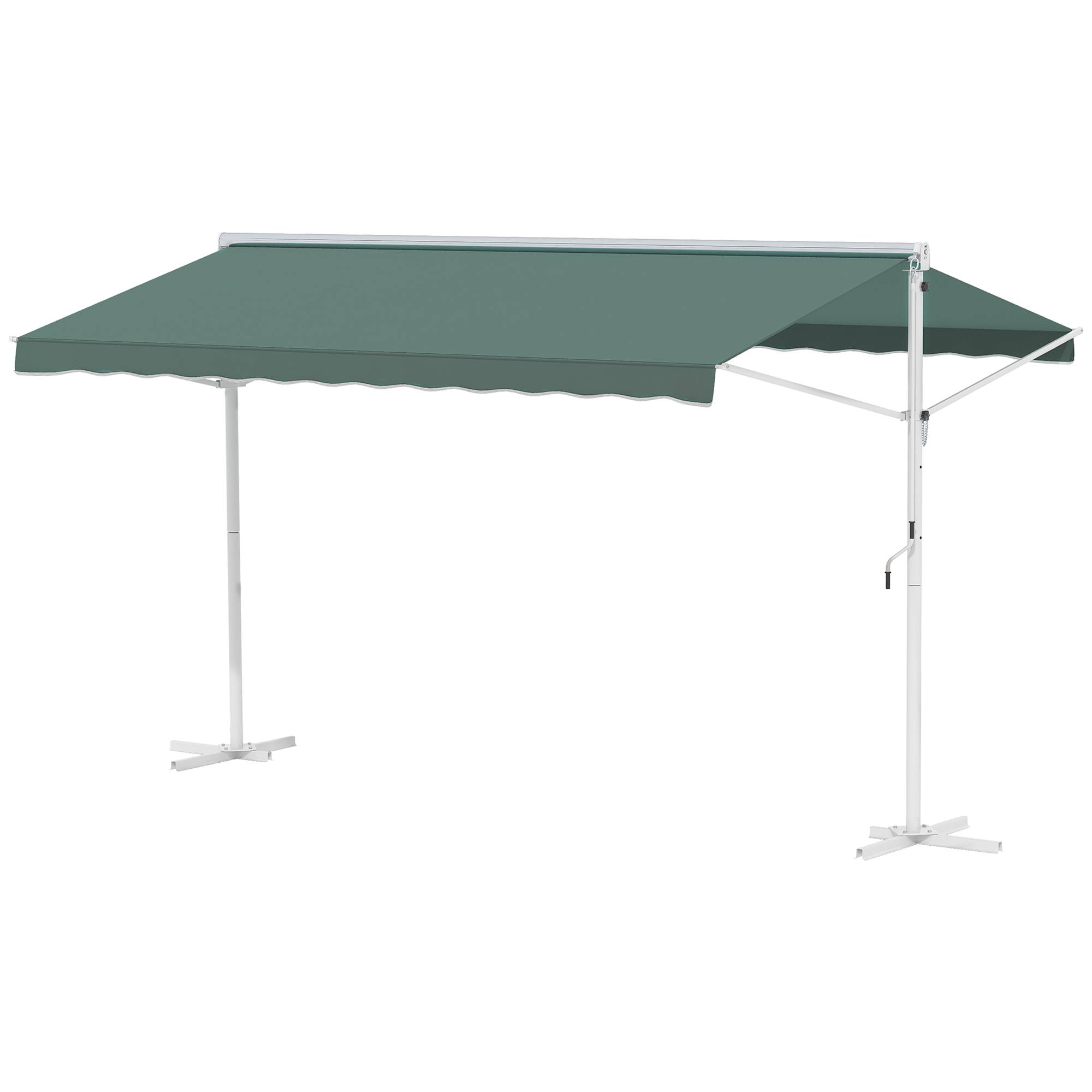 Store Double Pente 4 x 3 m Manuel rétractable Inclinaison réglable métal Polyester imperméabilisé Vert foncé - Image 2