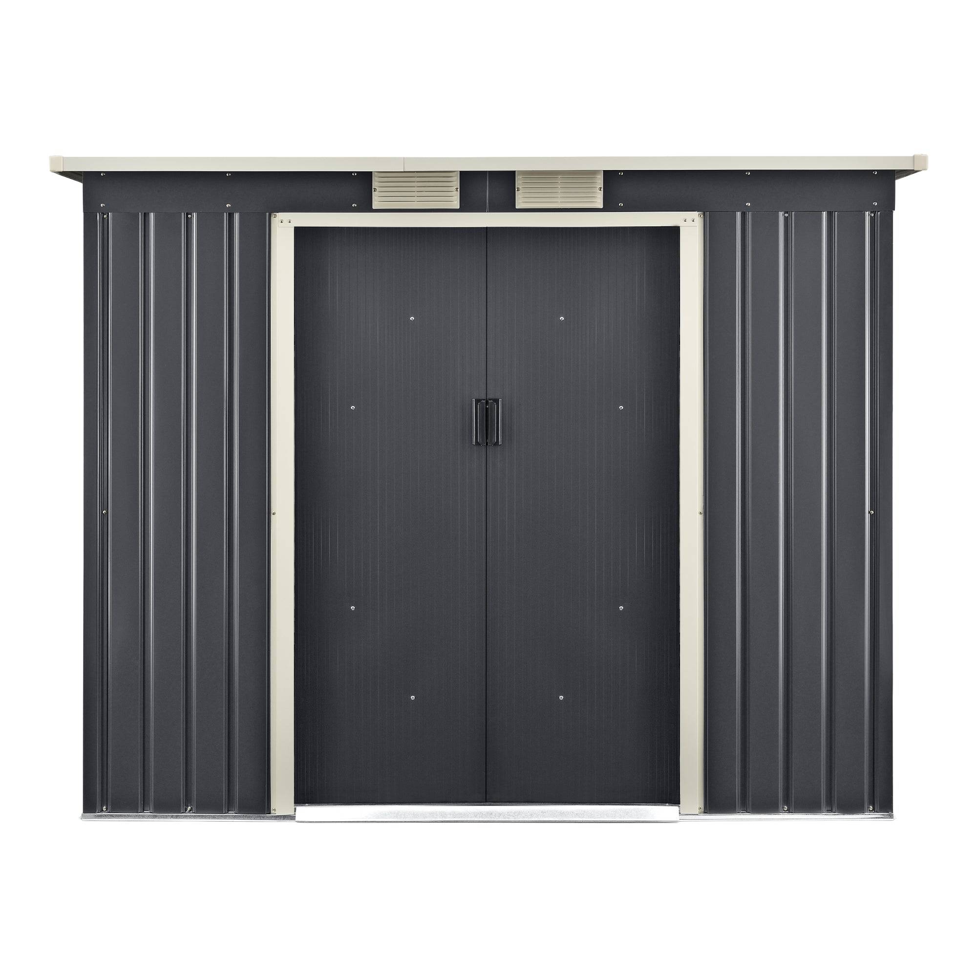 Helloshop26 - Abri de jardin toit en appentis 213 x 130 x 173 cm tôles en acier galvanisées gris foncé - Image 5